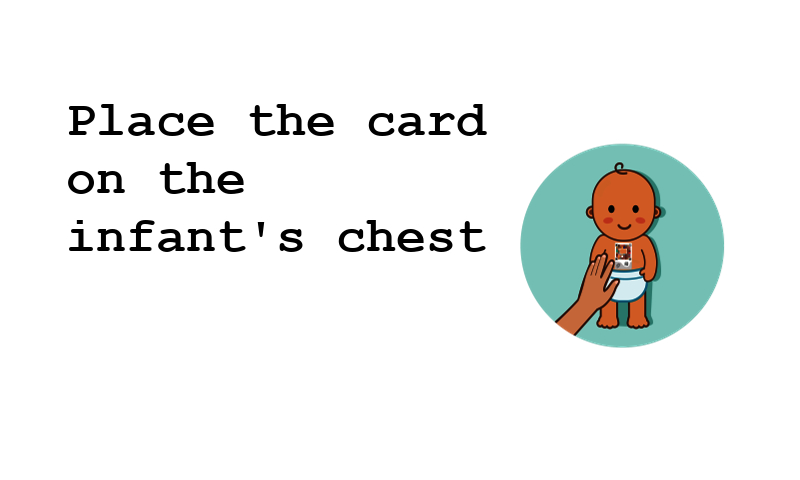 Place card on infant chest